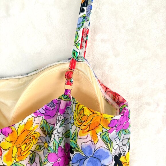 FIT 4U Floral Flounce Ruffle Romper Adjustable Strap One Piece Swimsuit 16 NEW - Picture 5 of 7